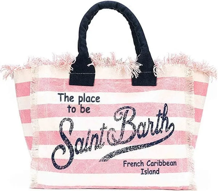 Vanity Canvas Shoulder Bag With Stripes Print
