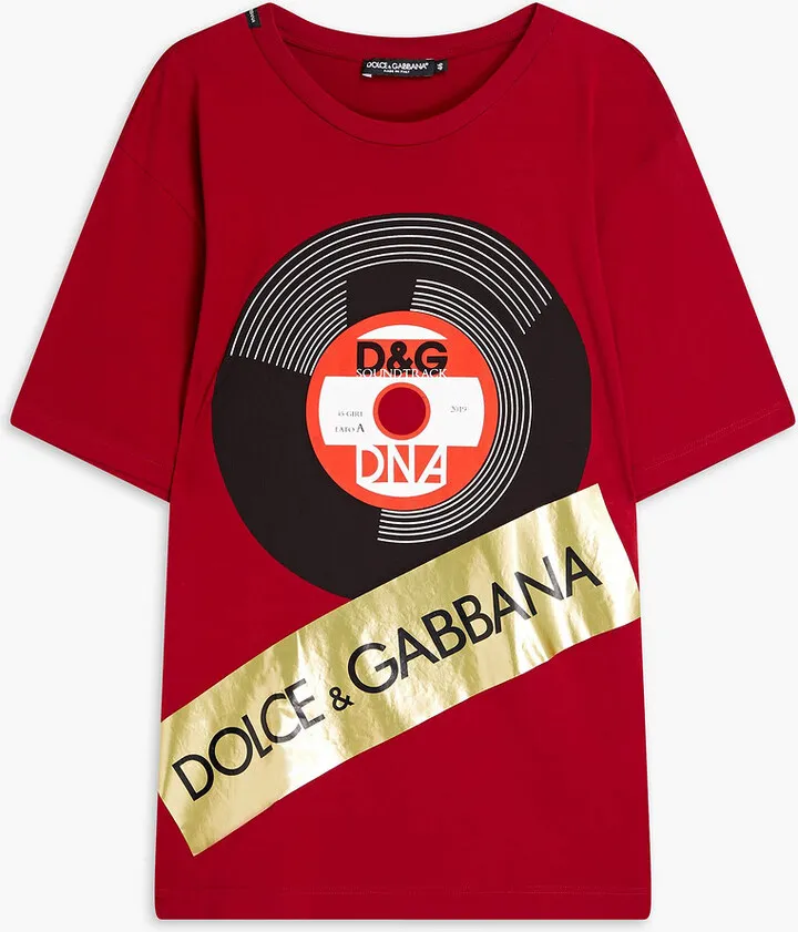 Metallic printed cotton-jersey T-shirt