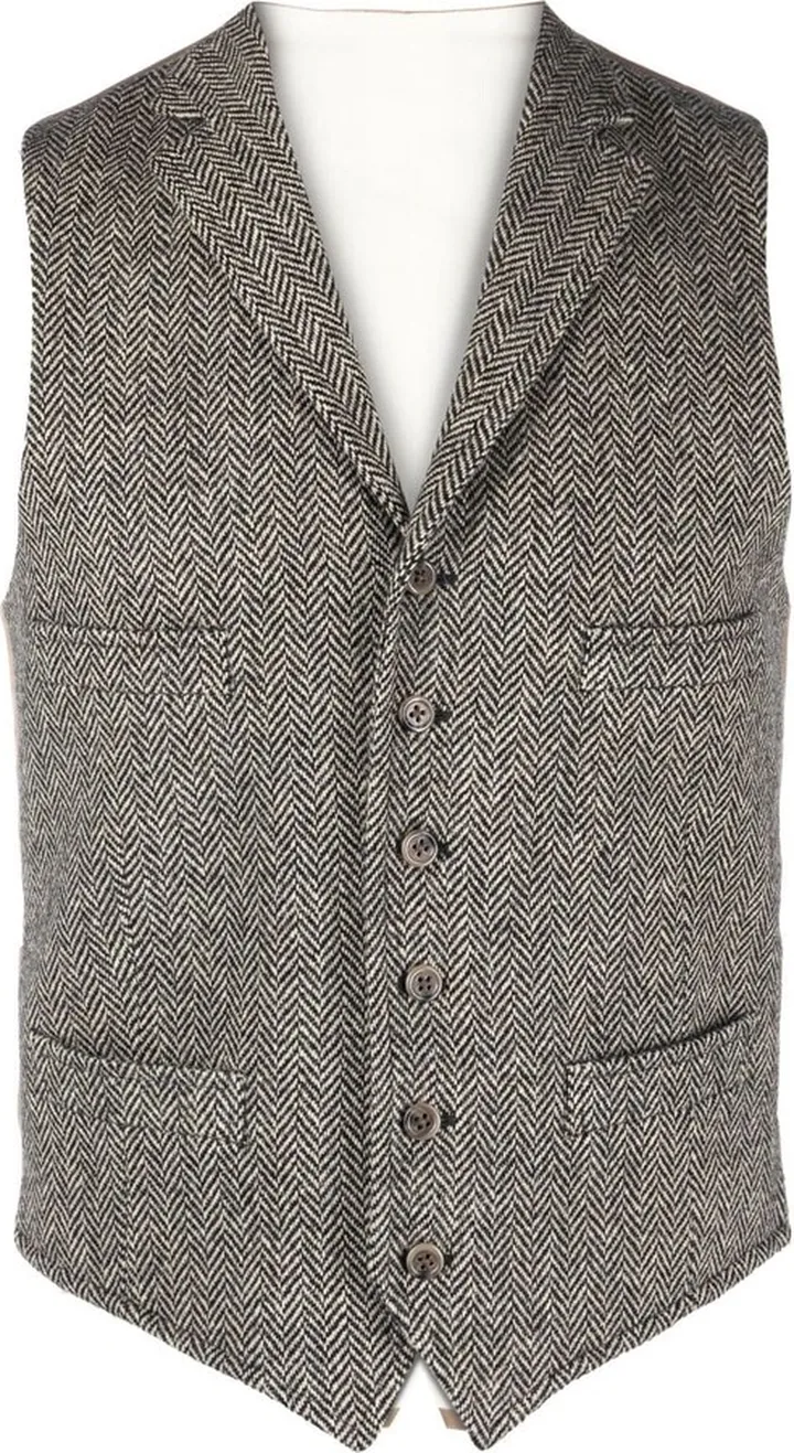 herringbone V-neck waistcoat