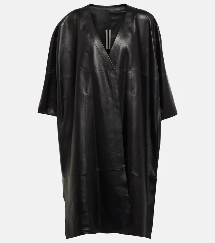 Leather peacoat