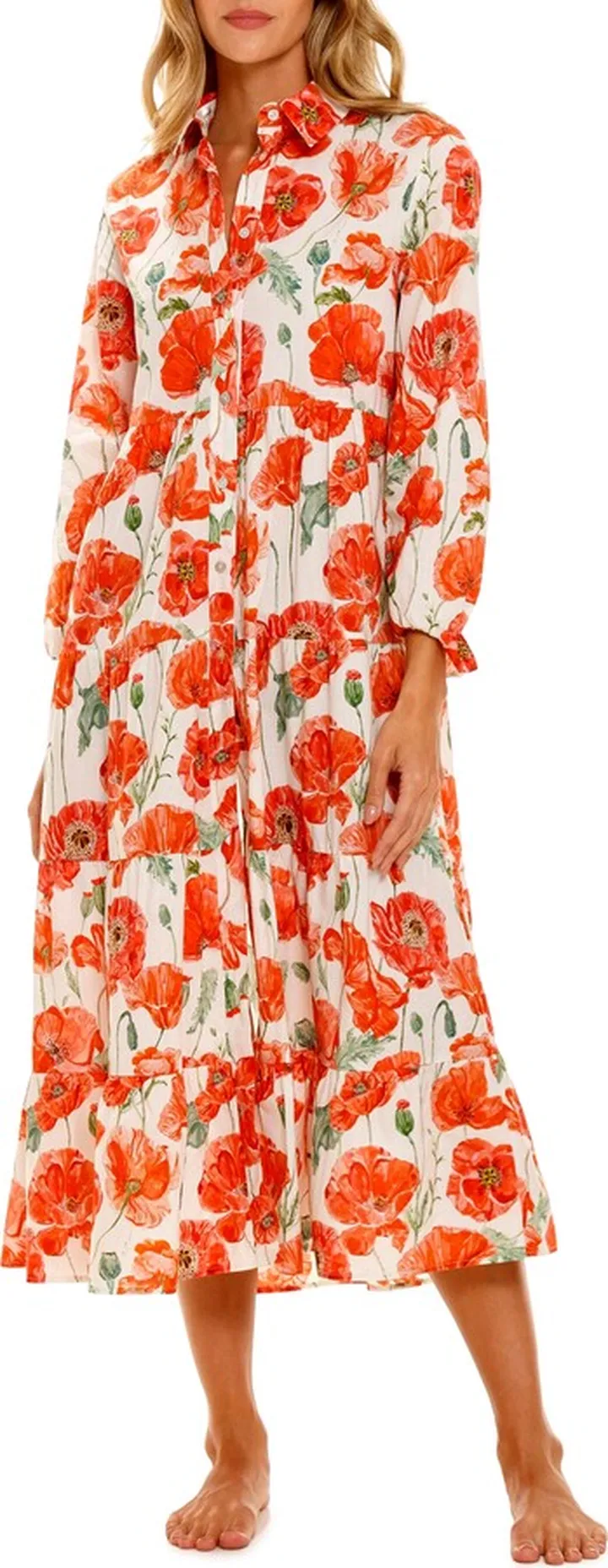 Kaia Coquelicot Floral Long Sleeve Nightgown