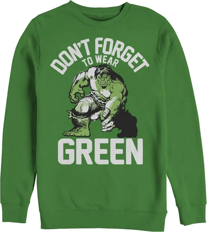 Men's Marvel St. Patrick's Day Hulk Wears Green Sweatshirt - Kelly Green - Small