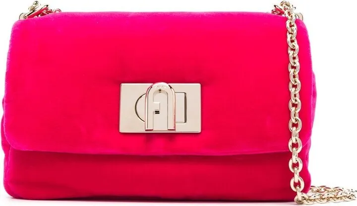 Velvet Logo-Buckle Shoulder Bag