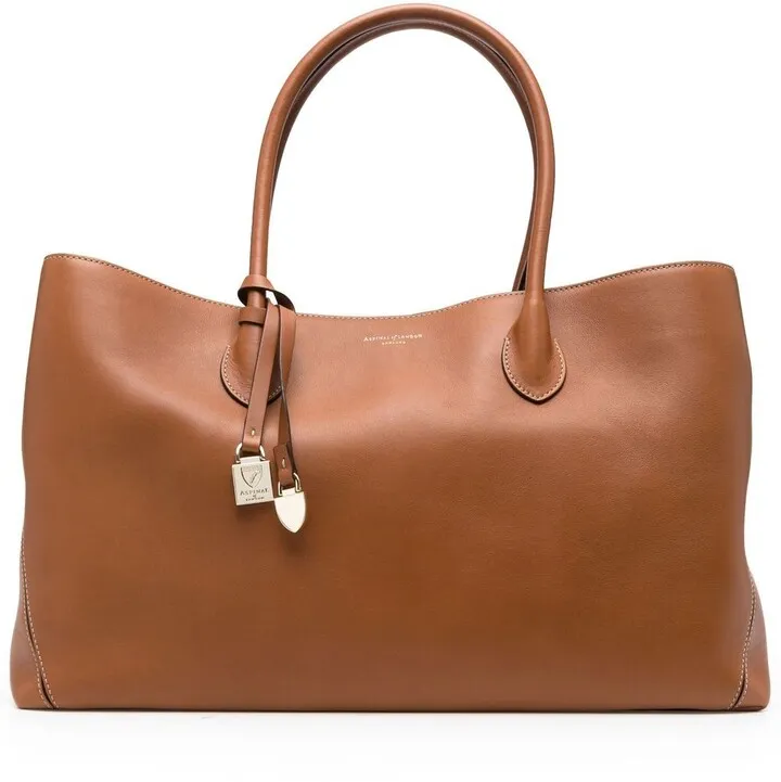 Logo-Print Leather Tote Bag