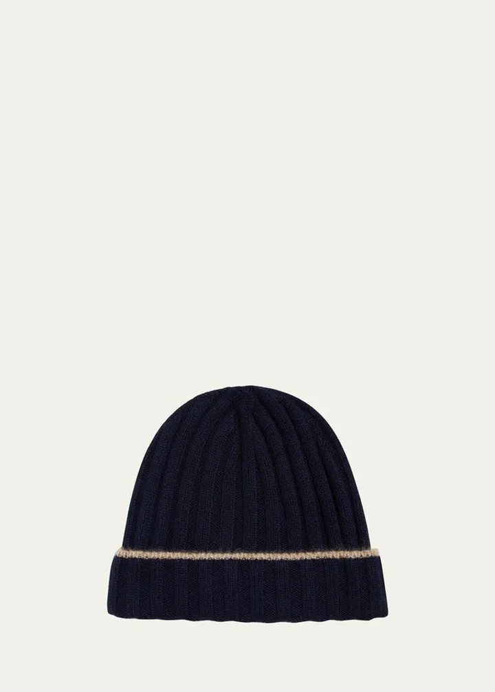 Men's Ribbed Cashmere Beanie