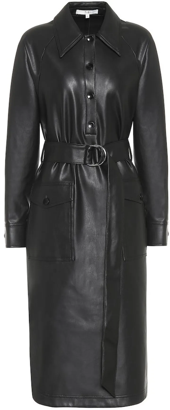 Faux leather midi dress