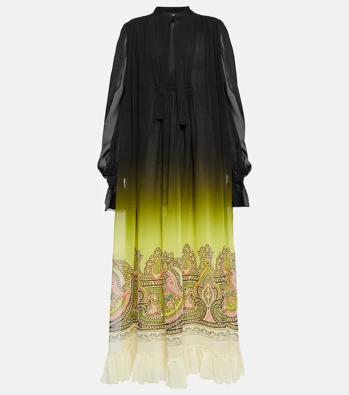 Printed silk maxi dress