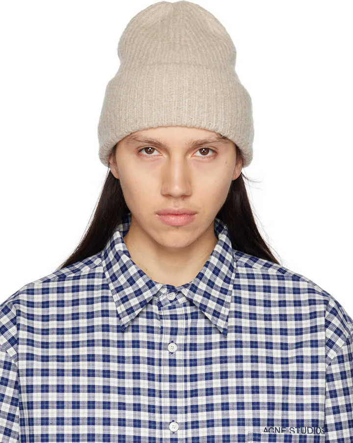 Acne Studios Beige Rolled Beanie