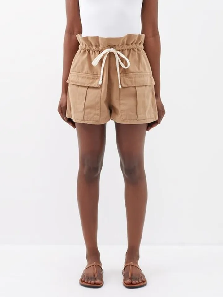Carol Paperbag-waist Cotton-twill Shorts