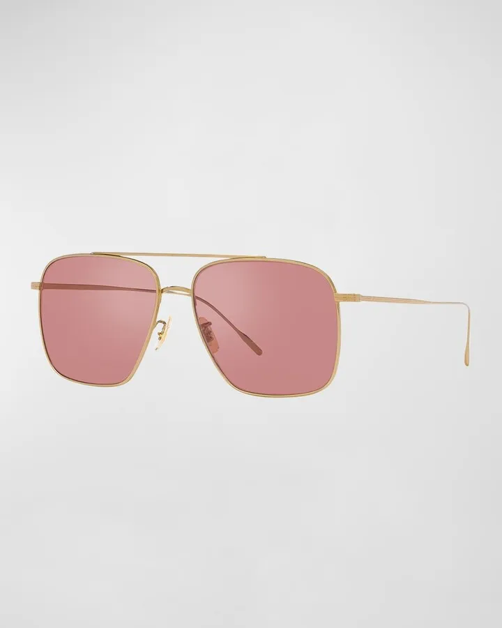 Dresner Titanium & Crystal Aviator Sunglasses