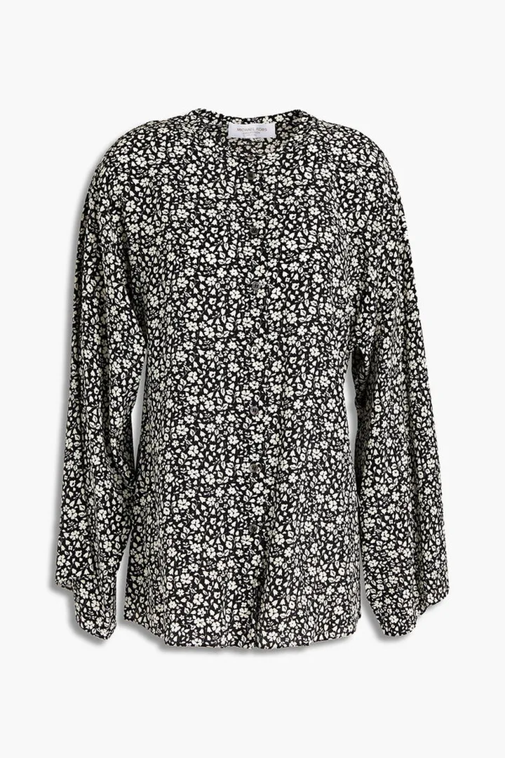 Floral-print silk crepe de chine blouse