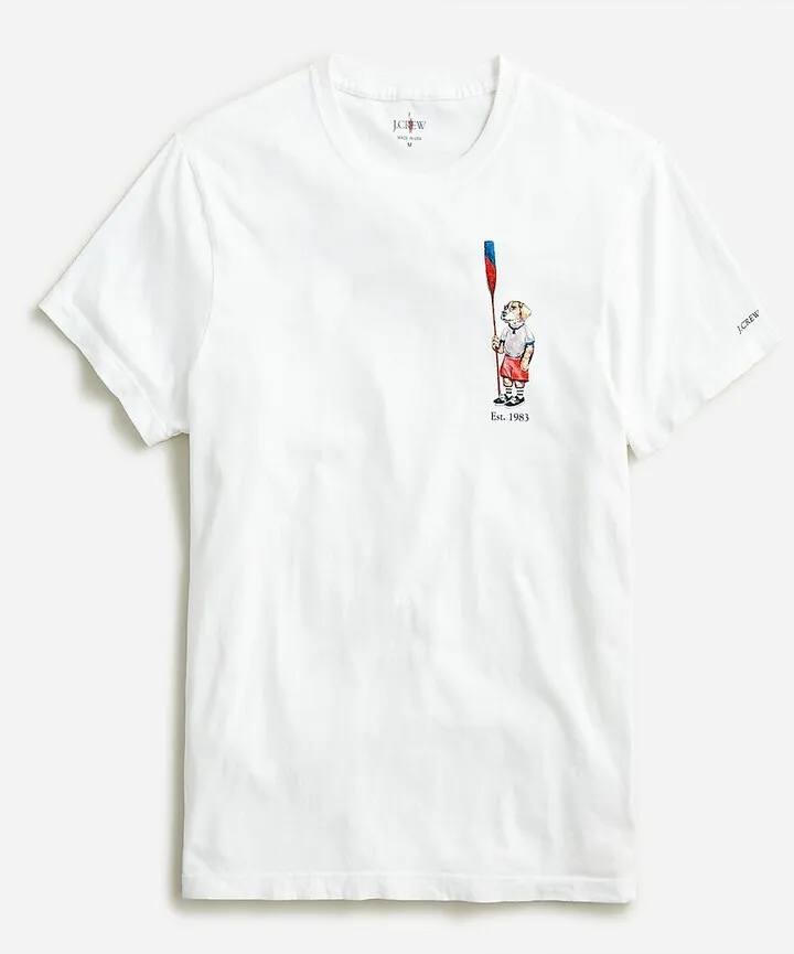 Made-in-the-USA oarsman dog graphic T-shirt