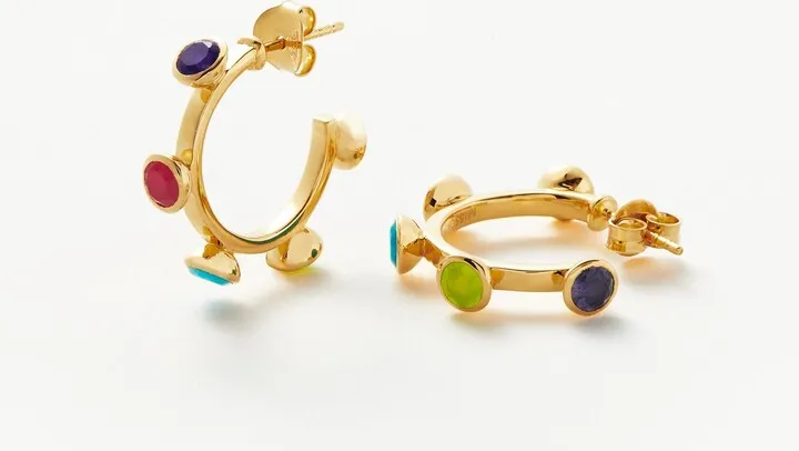 Hot Rox Multi Gemstone Medium Hoop Earrings