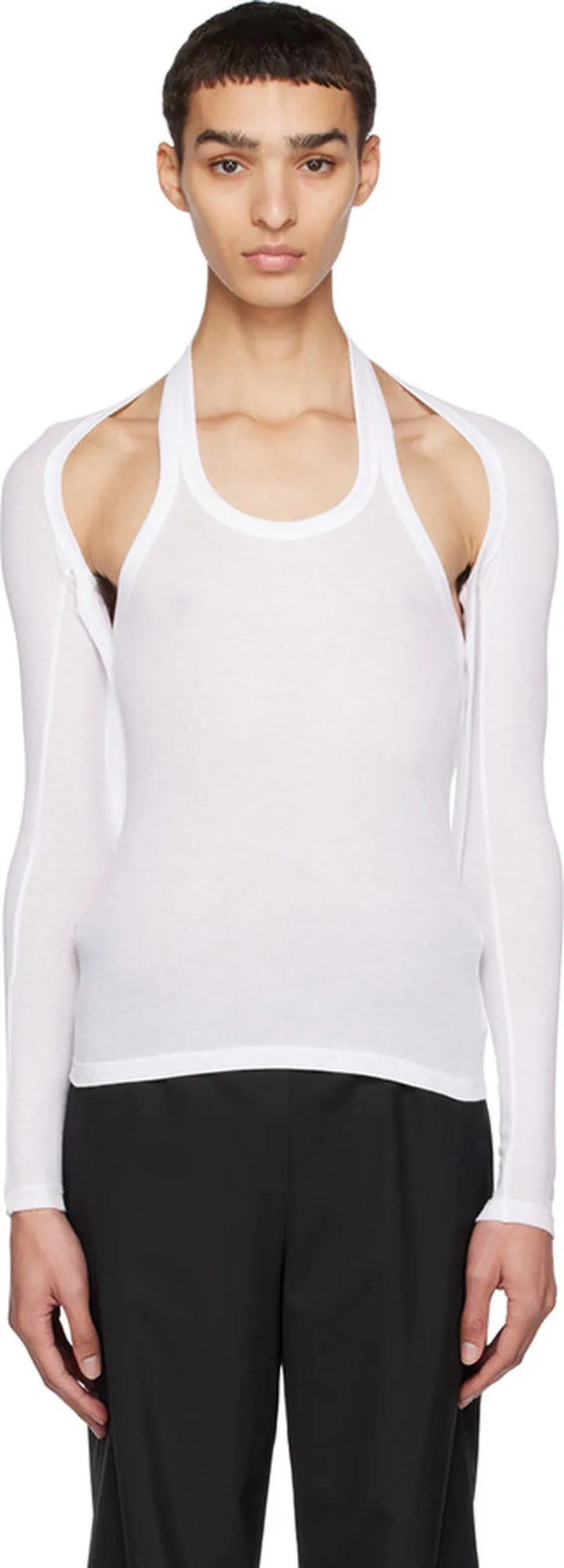 Dion Lee White Modular Halter Long Sleeve T-Shirt
