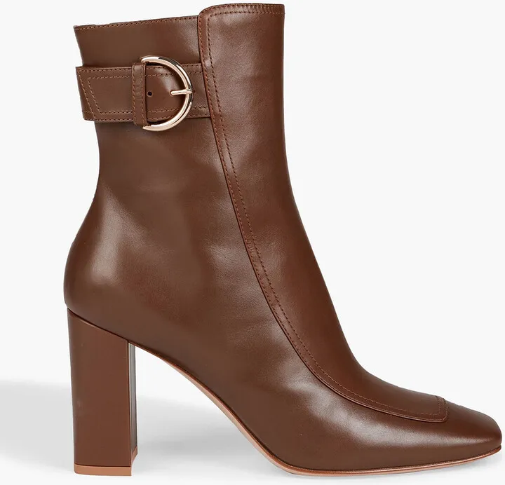 Buckled leather ankle boots