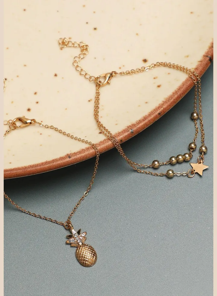 3 Piece Gold Plated Casual Designer Anklet For Women