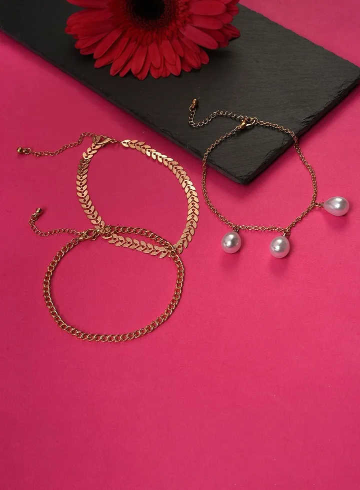 Gold Plated Pearl Anklet