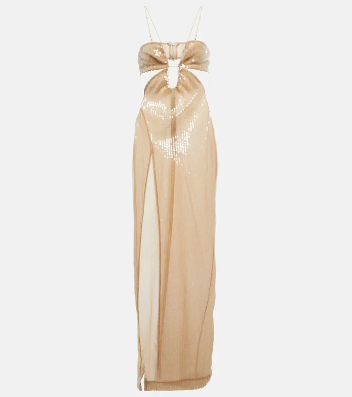 Sequined cutout maxi dress