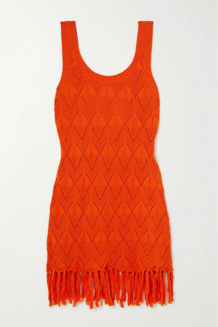 Dodo Bar Or - Joe Fringed Pointelle-knit Cotton Tunic - Red