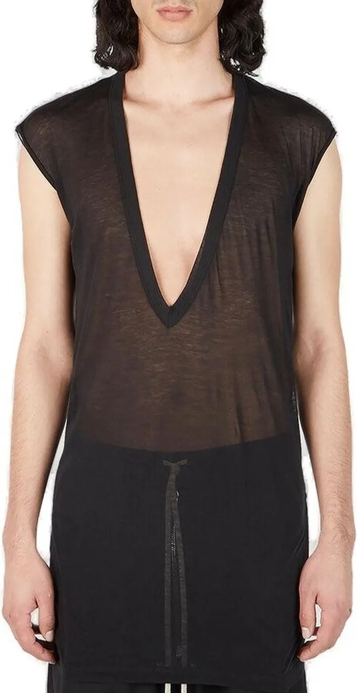 Rick Owens Dylan V-Neck Longline Sleeveless T-Shirt