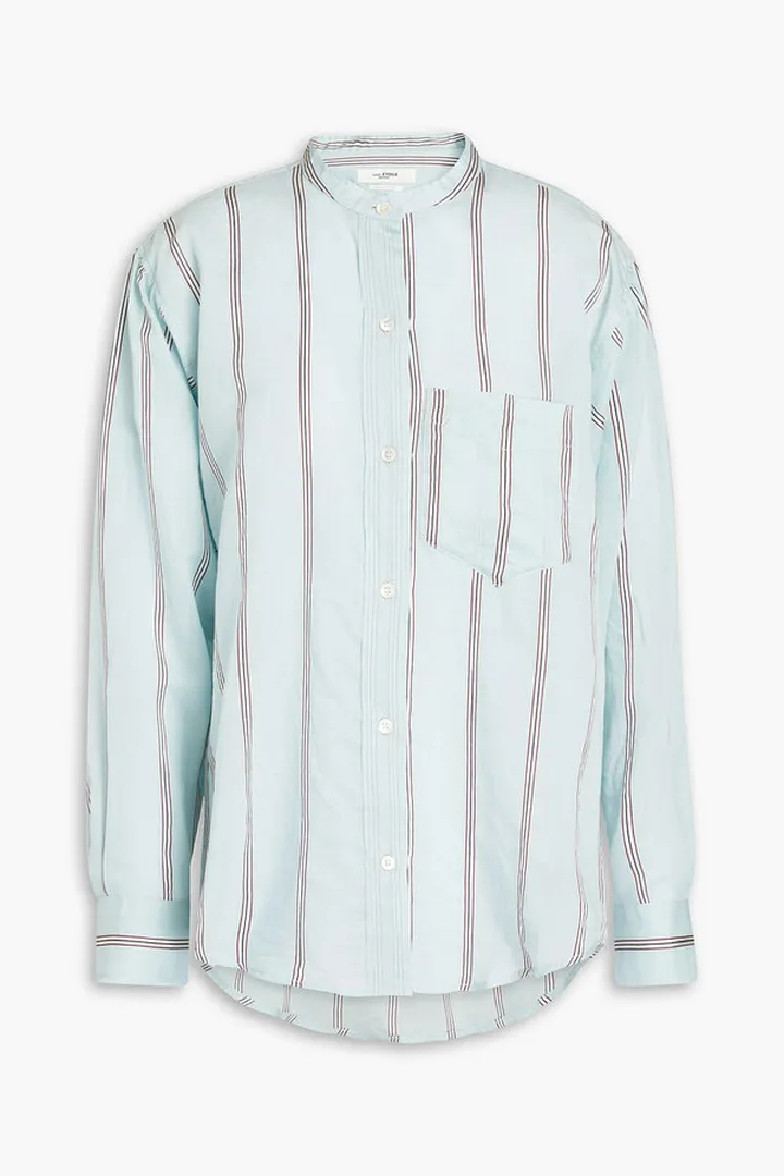 Celadon striped cotton-blend shirt