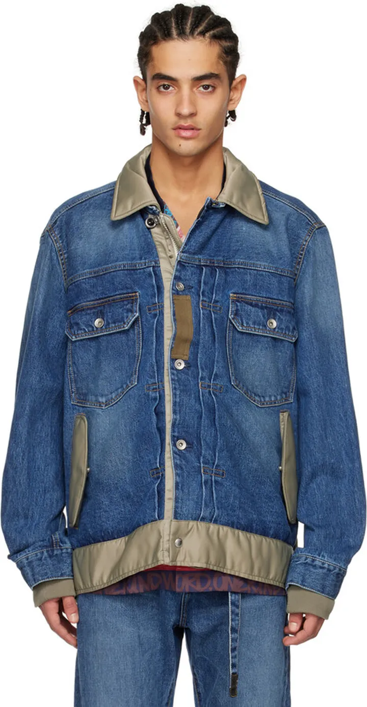 sacai Blue Paneled Denim Jacket