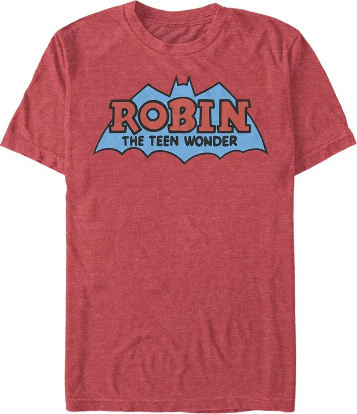 Men's Batman Logo Boy Wonder Robin T-Shirt - Red Heather - Small
