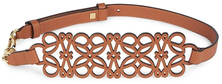 Anagram Cutout Leather Bag Strap