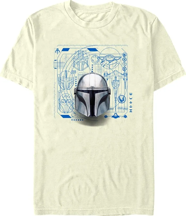 Men's Star Wars: The Mandalorian Icons Blue Prints T-Shirt - Beige - Medium
