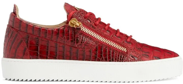Frankie crocodile-embossed low-top sneakers