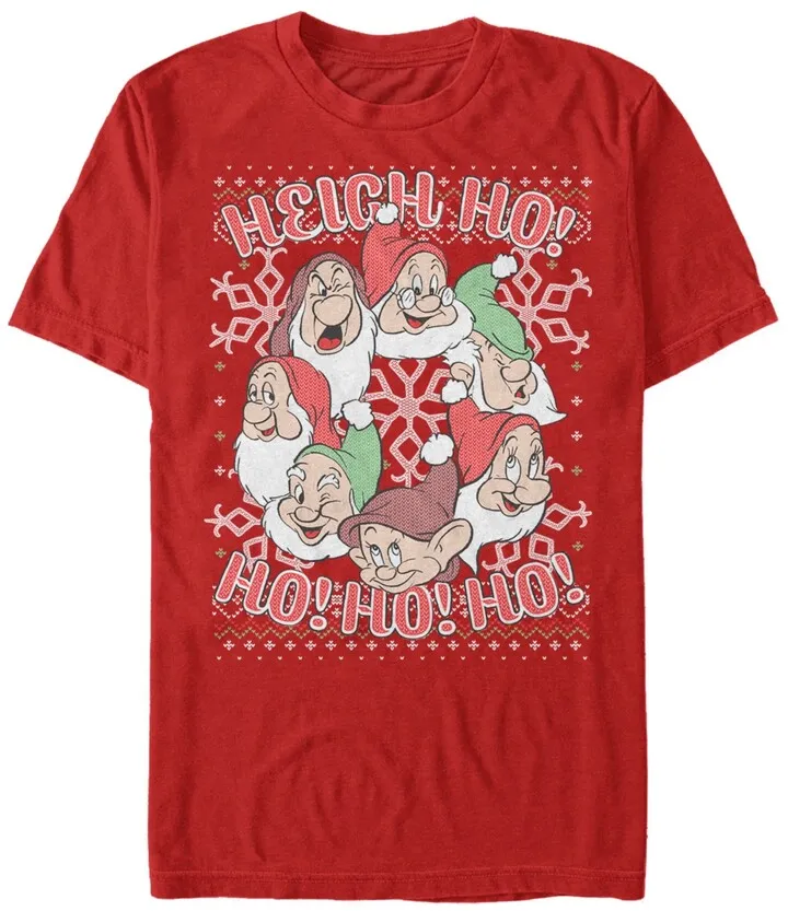 Fifth Sun Men's Disney Snow White All Dwarfs Christmas Short Sleeve T-shirt