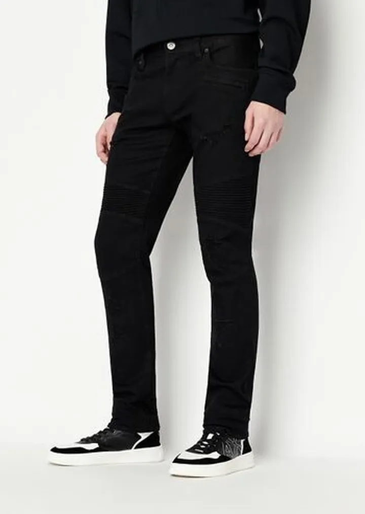 J27 skinny biker stretch cotton denim jeans
