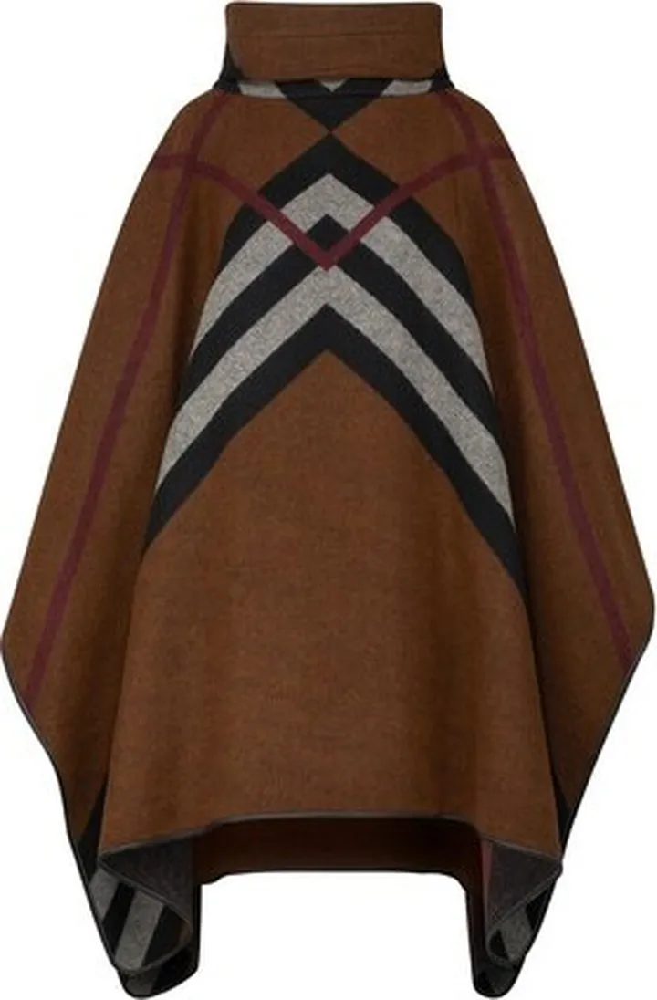 Chevron Check Cashmere Jacquard Poncho