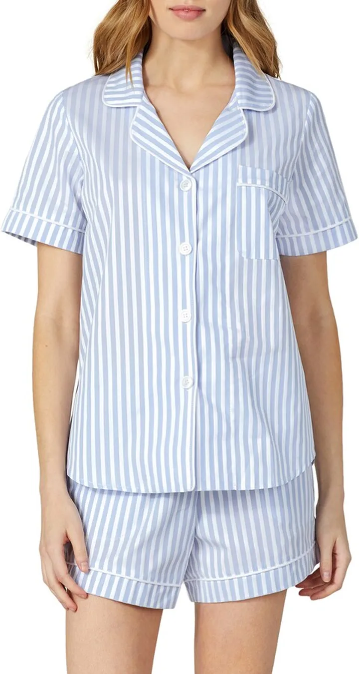 3D Stripe Organic Cotton Sateen Short Pajamas