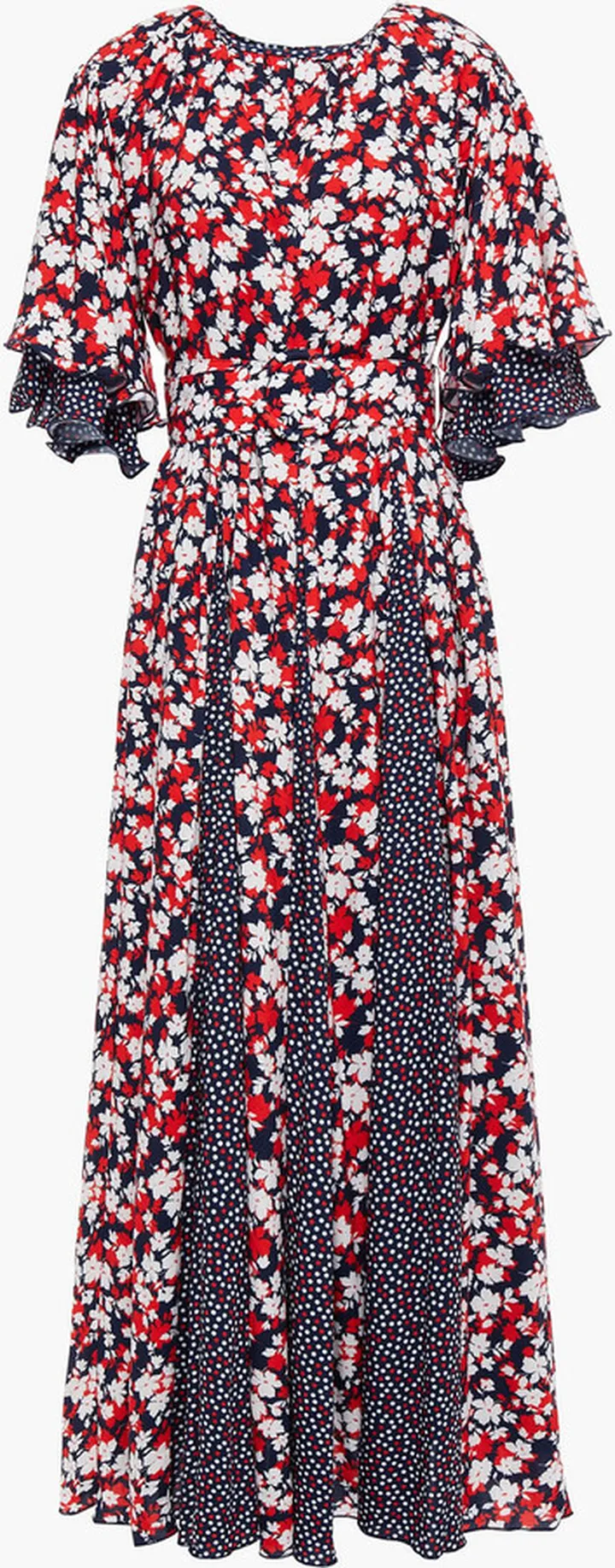 Pleated printed woven maxi dress