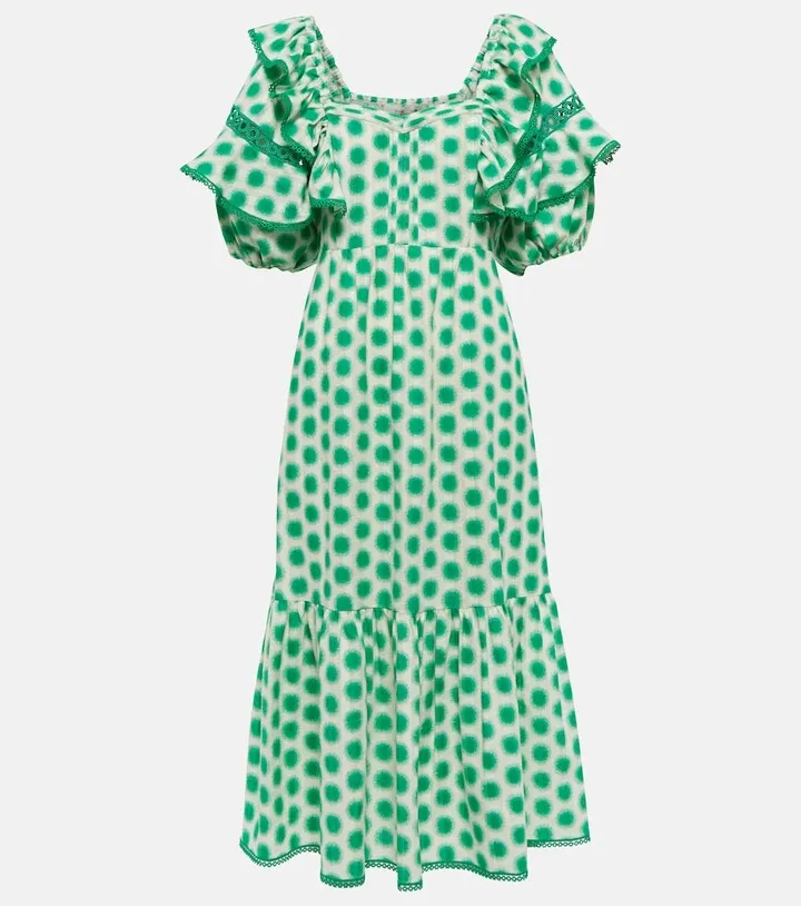 Oliver lace trimmed cotton midi dress