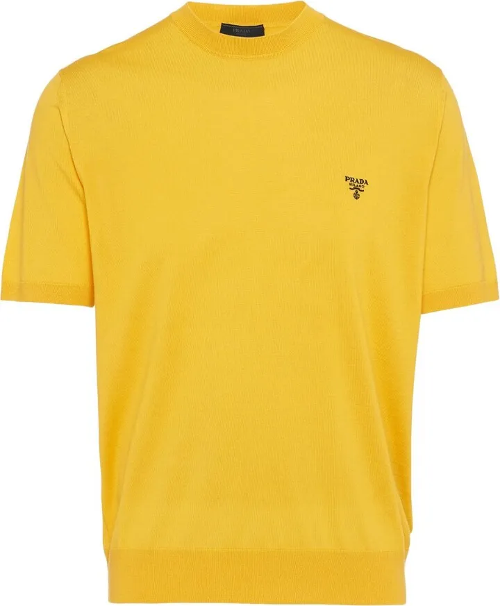 Logo-Embroidered Wool Top