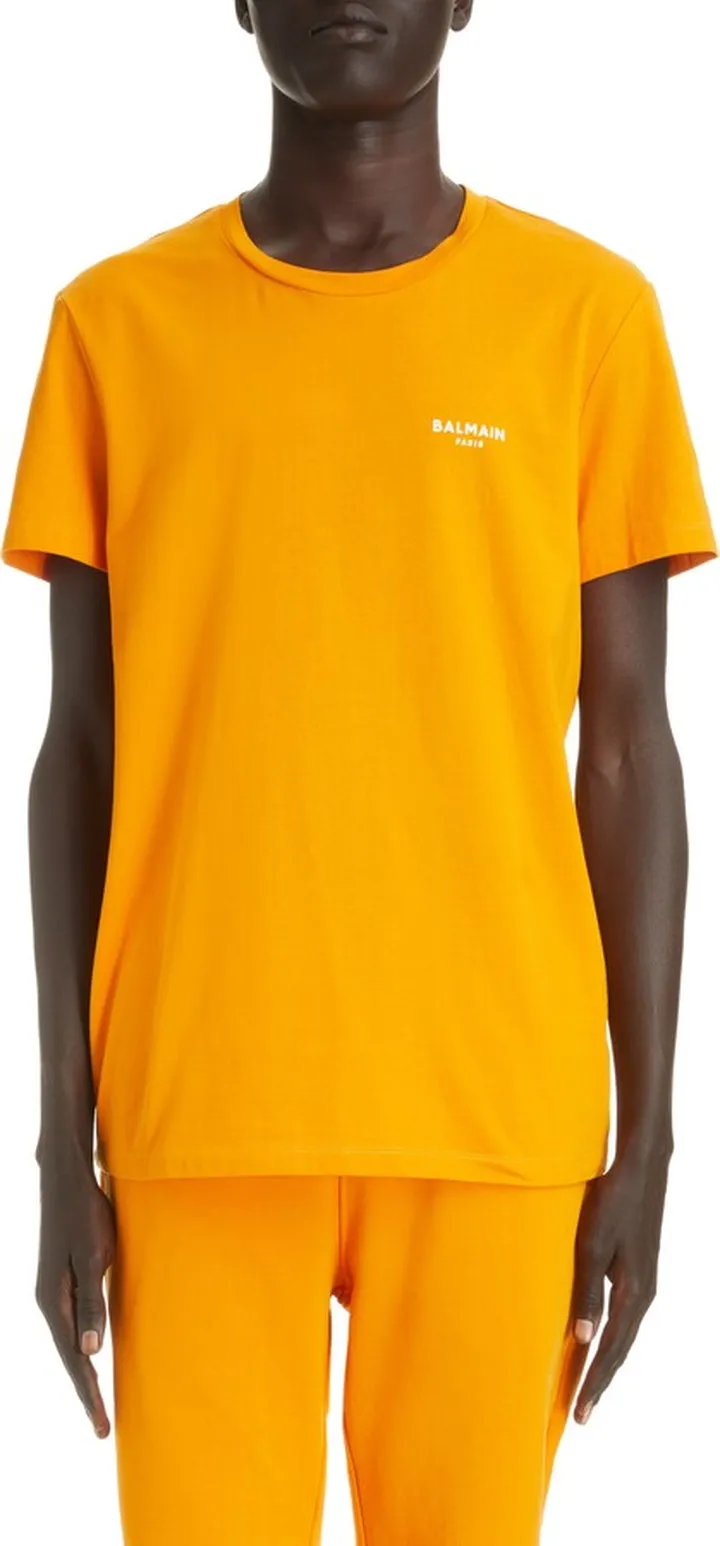 Classic Fit Flocked Logo Cotton T-Shirt