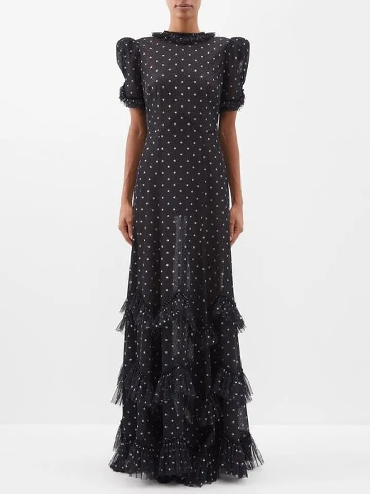 The Sky Rocket Star-print Mesh Gown