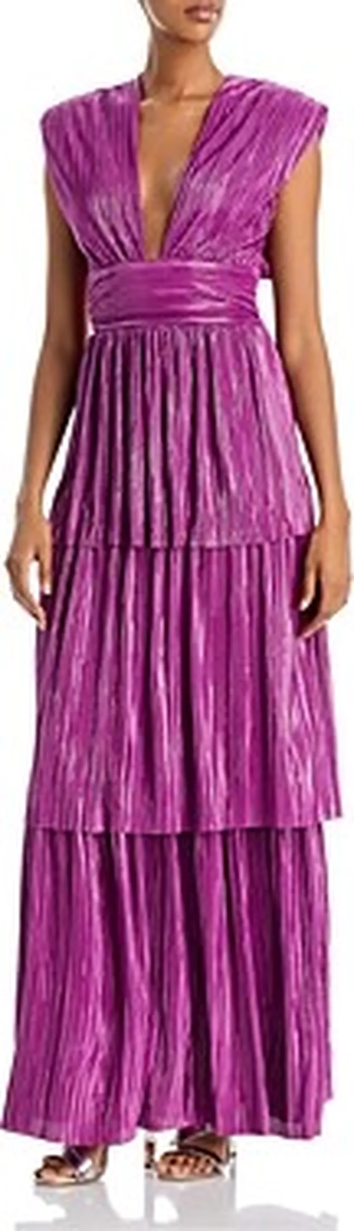 Sabina Musayev Judith Metallic Tiered Gown