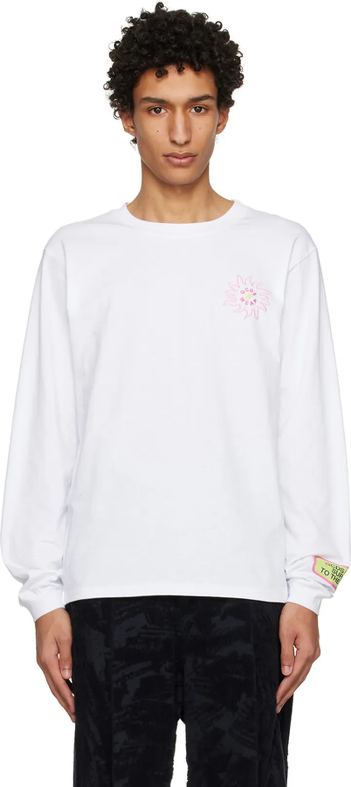 GCDS White Surfing Wirdo Long Sleeve T-Shirt