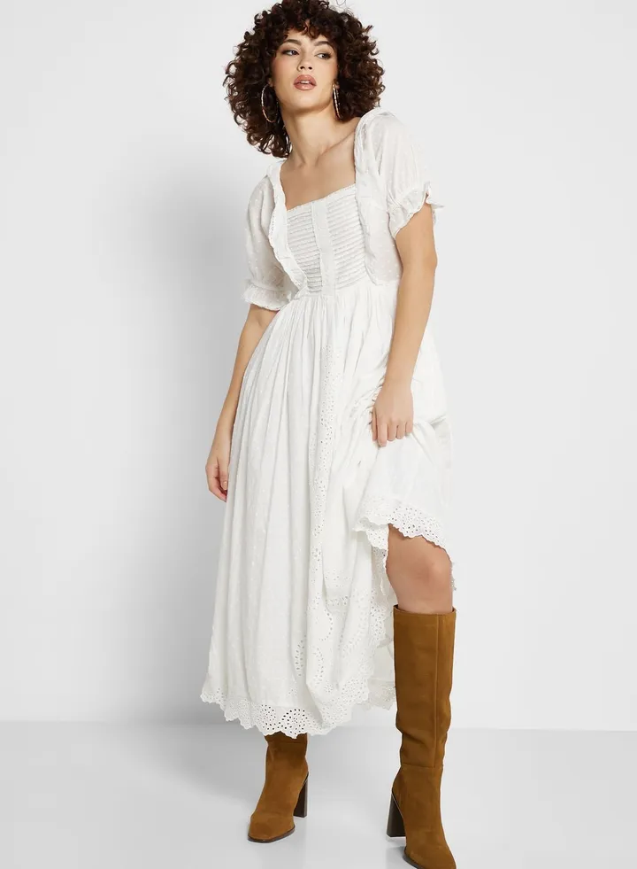 Square Neck Knitted Dress