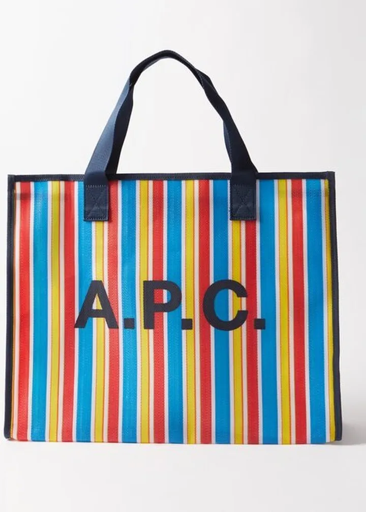 Johanna Striped Herringbone-twill Tote Bag