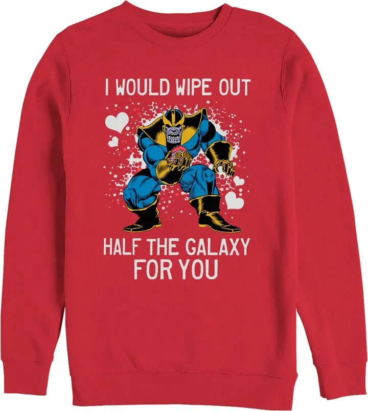 Men's Marvel Valentine Thanos Wipe Out Galaxy for You Sweatshirt - Red - 2X Large