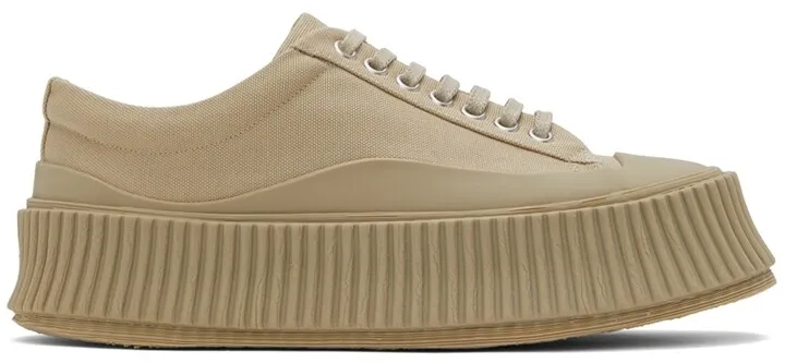 Jil Sander Beige Canvas Platform Sneakers