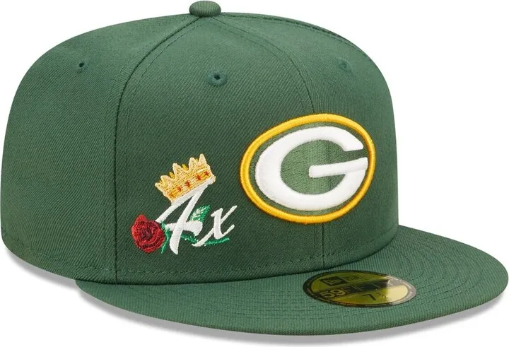 Men's New Era Green Green Bay Packers Crown 4x Super Bowl Champions 59FIFTY Fitted Hat