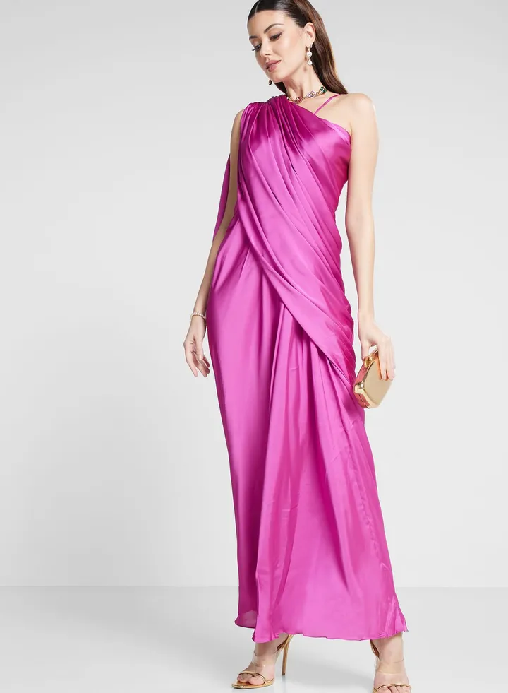One Shoulder Gathered Dress