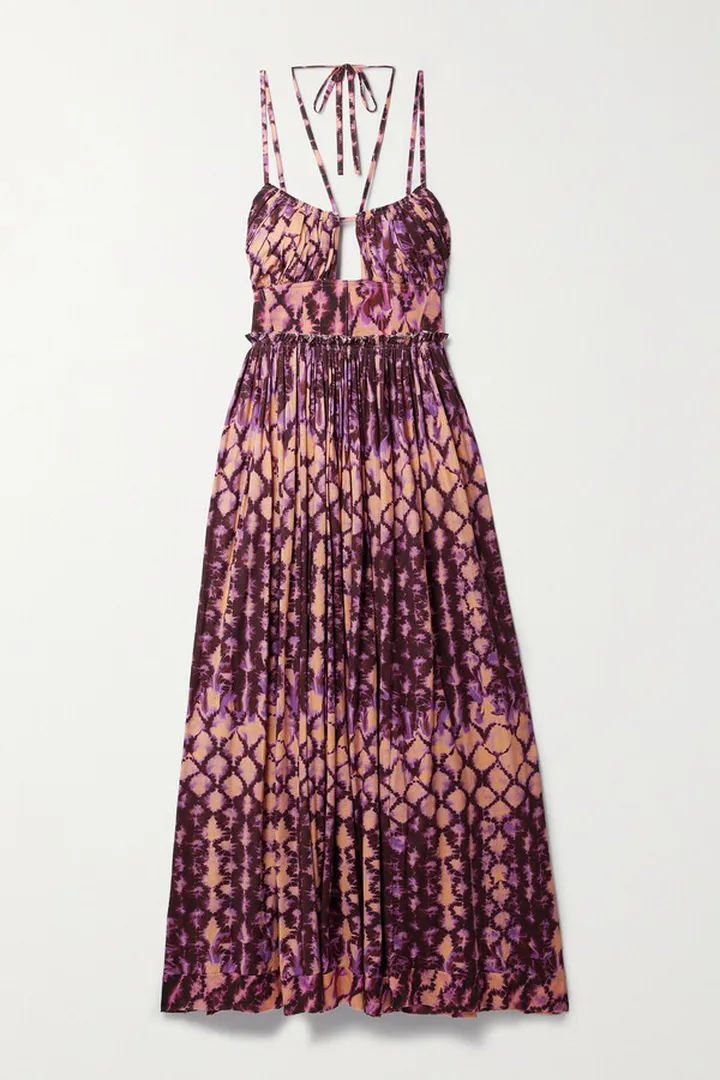 Ulla Johnson - Freya Cutout Tie-dyed Cotton-jersey Midi Dress - Purple