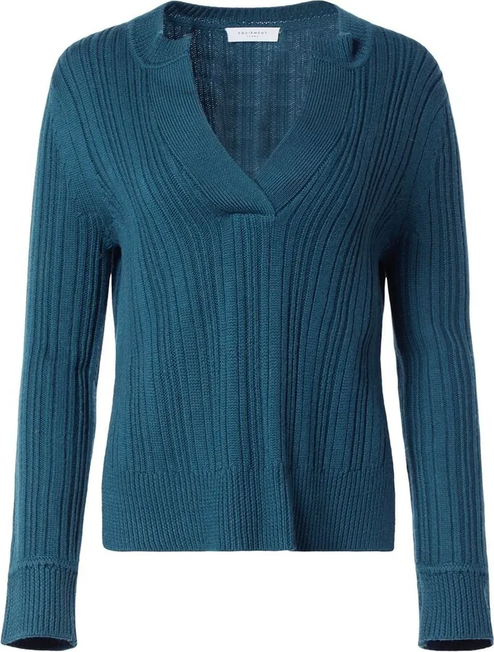 V-neck ribbed-knit jumper