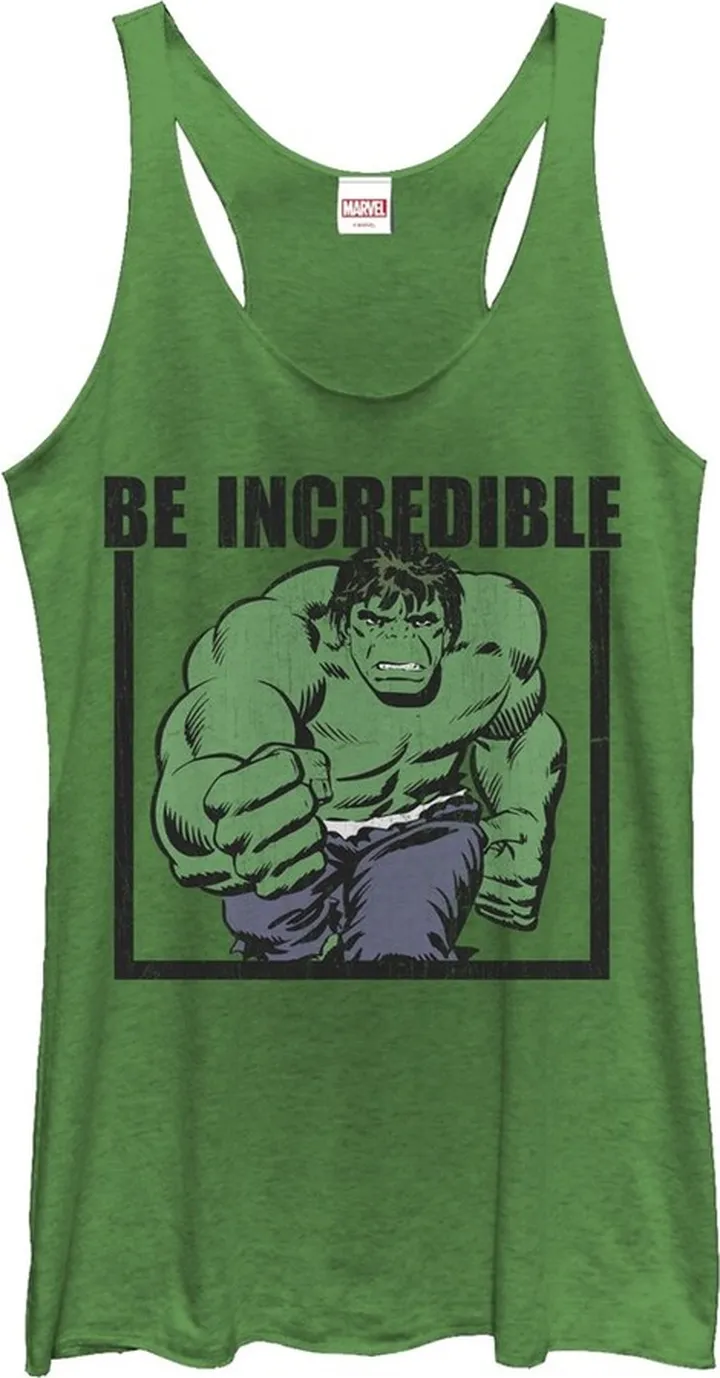Women's Marvel Hulk Be Incredible Racerback Tank Top - Envy Green - Large